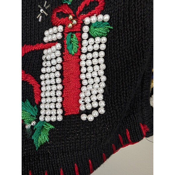 VJ Woman Black Christmas Nutcracker Drum Snowflakes Fur Collar Zip Sweater 2X - Picture 8 of 14